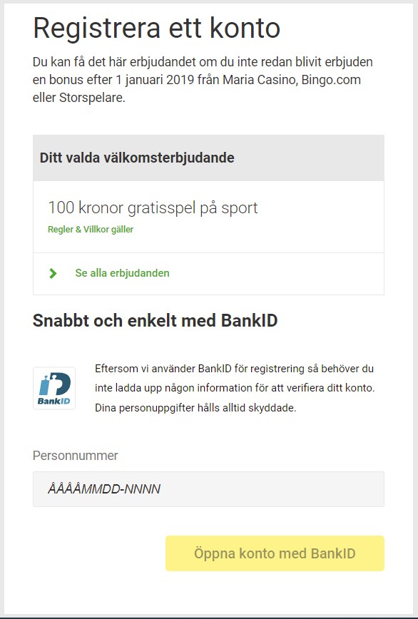 Steg för steg registrering med BankID.